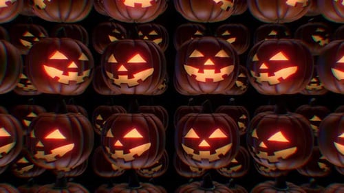 Lots Of Halloween Pumpkins Looping Background
