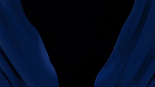Blue Curtains Opening and Closing Transition on Transparent Background Real Velvet Cloth Stage silk