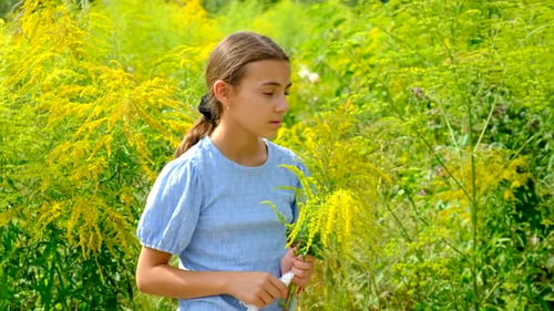 Child in a Field of Ragweed Selective Focus