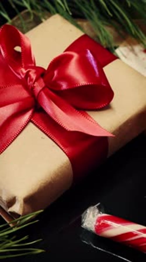 Festive Holiday Still Life with Present and Oranges