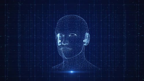 Futuristic Digital Human Head Scan and Data Analysis Animation