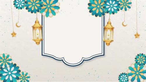 Animated Ramadan Eid Lanterns and Floral Frame