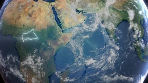 Realistic Earth Orbit and Zoom Glowing Borders Central African Republic