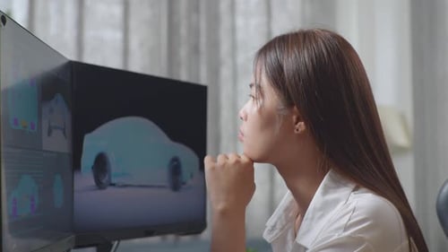Woman Designs Car in 3D Software at Home