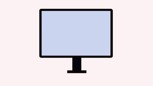 Animated Flat Design Corporate Building Icon on Screen