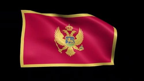 Realistic Waving Flag of Montenegro Animation