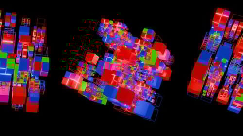 Vibrant Abstract Geometric Cube Field Rotation Loop