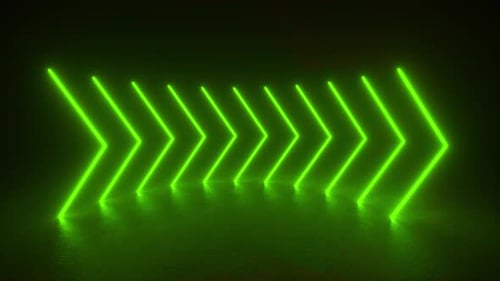 Group of Yellow Arrows Illuminated in Dark