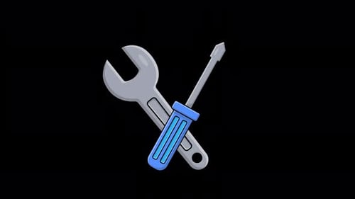 Animated Tools Icon: Wrench and Screwdriver Flat Design