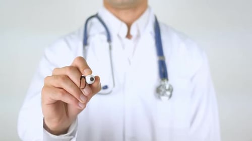 Doctor Writes the Word "Diagnosis"