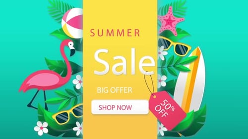 Flat Design Summer Sale Vertical Animated Ad Banner