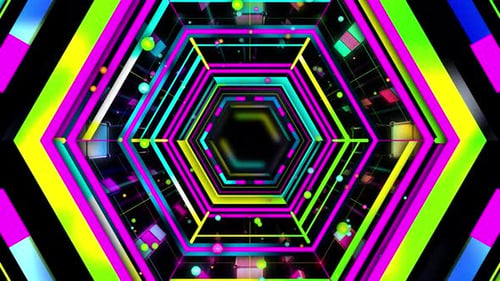 Neon Hexagon Tunnel