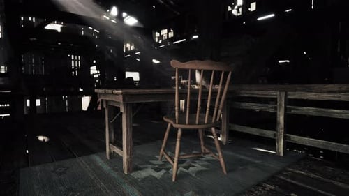 Interior de casa antiga em luz escura