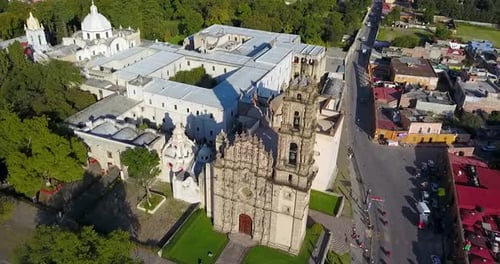Vue aérienne du Museo Nacional del Virreinato à Tepotzotlán, État de Mexico