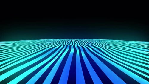 Abstract blue lines wave animation on black background. Creative simple motion design bg, VJ loop.