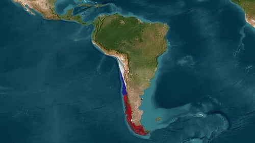 Animated Map of Chile with Flag Reveal