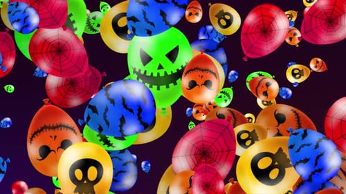 4K Happy Halloween Loop Balloons