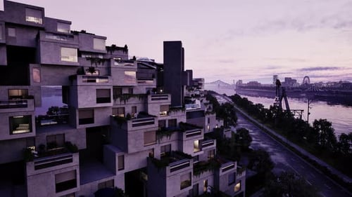 Vista aérea de la ciudad junto al agua