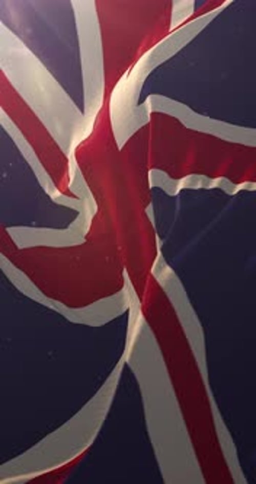 Realistic Union Jack Flag Waving Vertical Loop