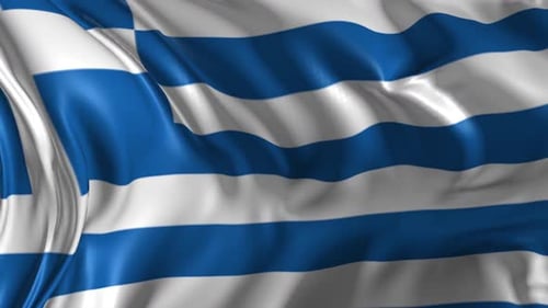 Realistic Waving Flag of Greece Seamless Loop Animation