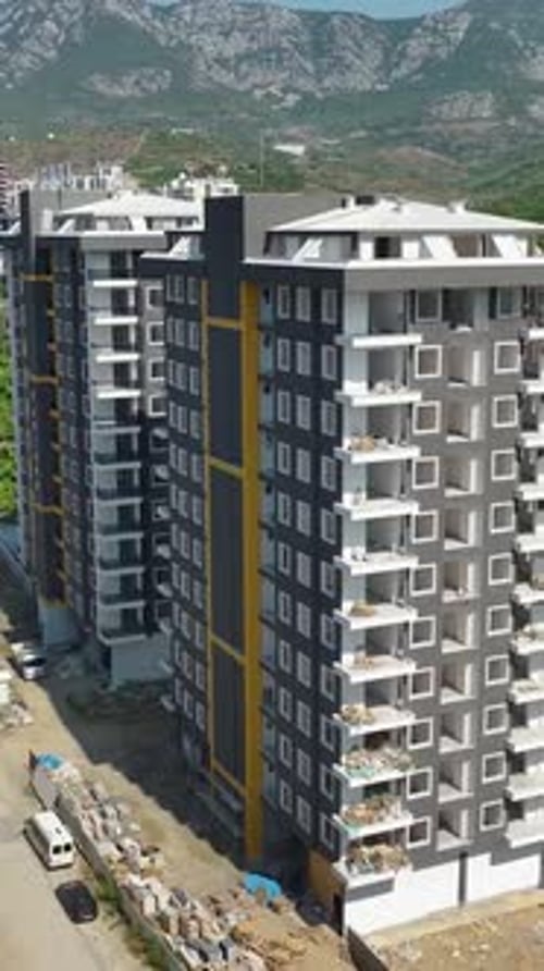 Vertical Video Vertical Progress HighRise Construction and Window Setup