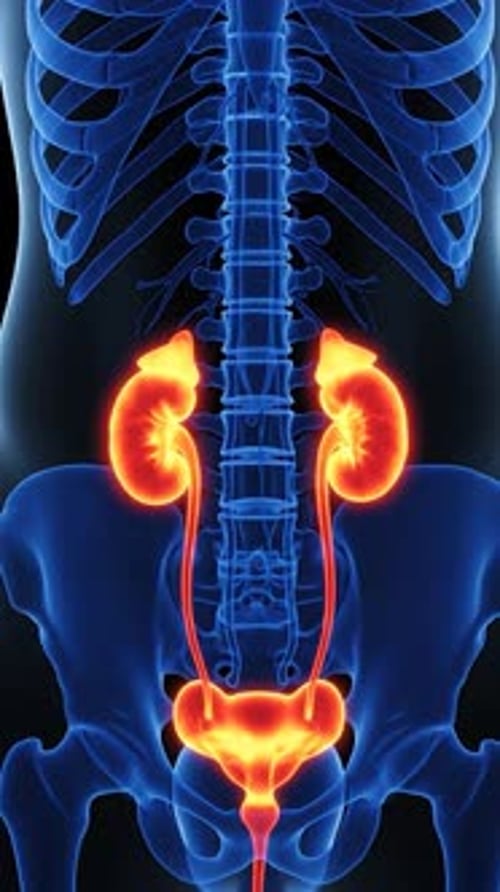 3D Human Urinary System Anatomy Rotation