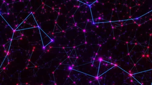 Abstract Glowing Network with Pulsing Nodes and Data Connections