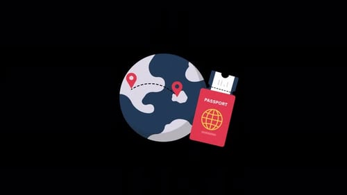 Globe with Flight Path and Passport. International Travel Concept Animation Video - Transparent
