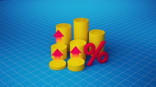 Financial Growth Coins Animation with Percentage Symbol