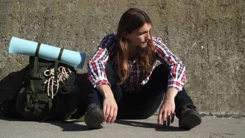 Man Tourist Backpacker Outdoors