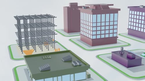 Low Poly City Animation