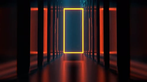 Orange Neon Alien Endless Corridor Background Vj Loop I 4K