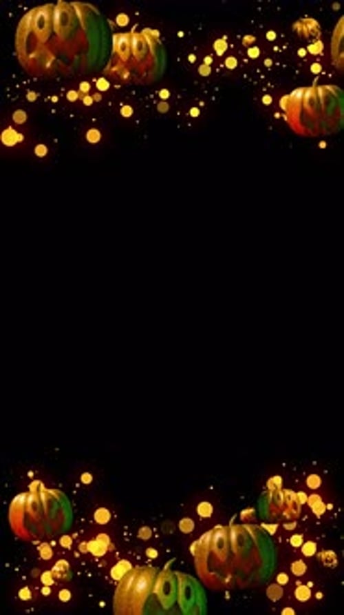 Animated Halloween Jack-o'-Lanterns Vertical Glowing Border