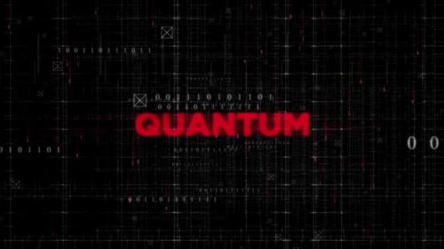 Quantum Text Animation On Digital Background