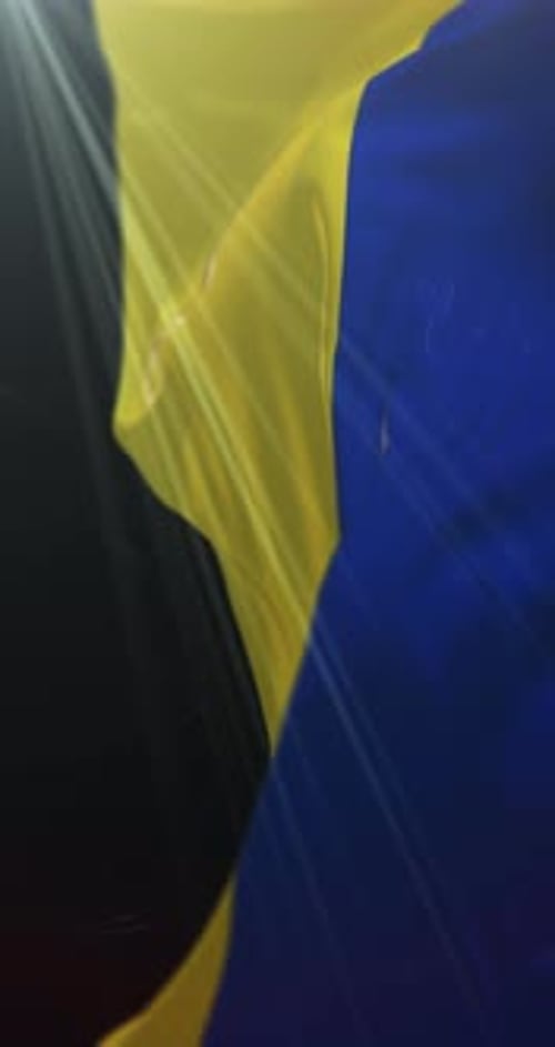 Abstract Flowing Yellow Blue Fabric Animation