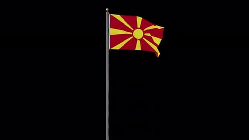 North Macedonia National Flag Waving Animation