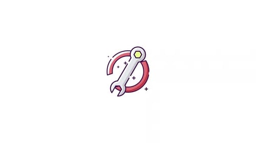 Animated Wrench and Rotating Arrows Settings Icon