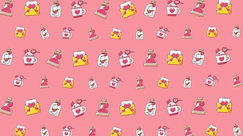 Cute Animated Love Icons Looping Pattern Background