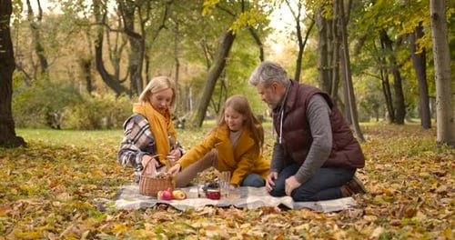 Family Picnic in the Autumn Park