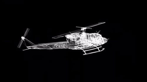 Rotating Wireframe Helicopter 3D Blueprint