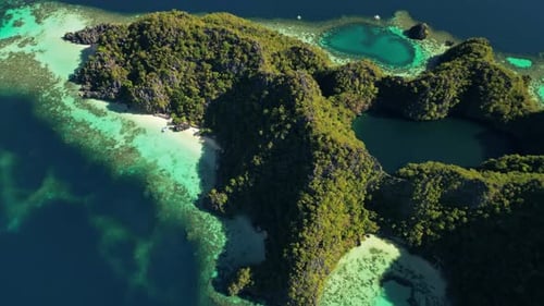 Tropical Island with Lagoons and Lakes