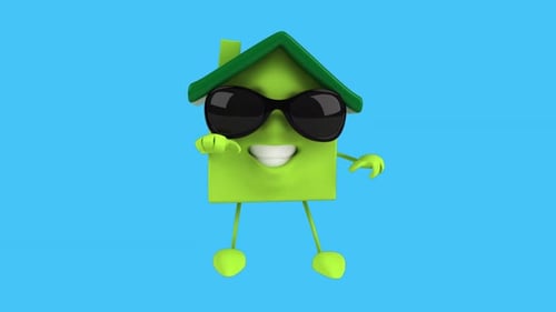 Fun 3D cartoon house dancing (with alpha channel included)