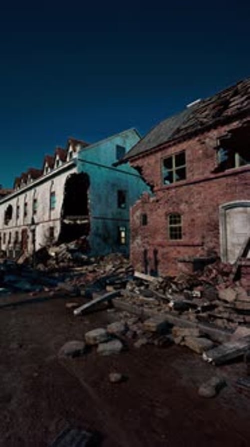 Abandoned Town Building in Desolate Location
