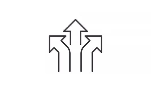 Animated Line Icon of Three Merging Arrows