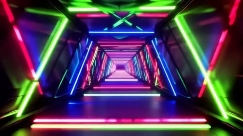 Futuristic Neon Light Tunnel Cyberpunk Background