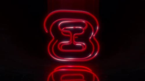 Colorful Neon Digit 8 Loop Animation.