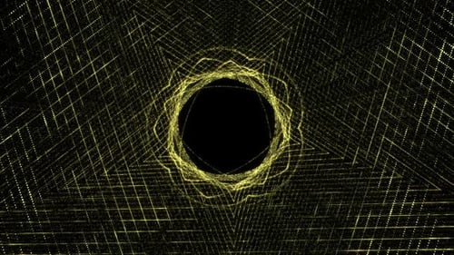 Abstract Golden Geometric Tunnel Particle Background Animation