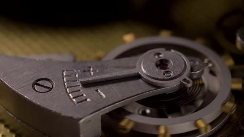Macro Footage of Clockwork Mechanism Ticking