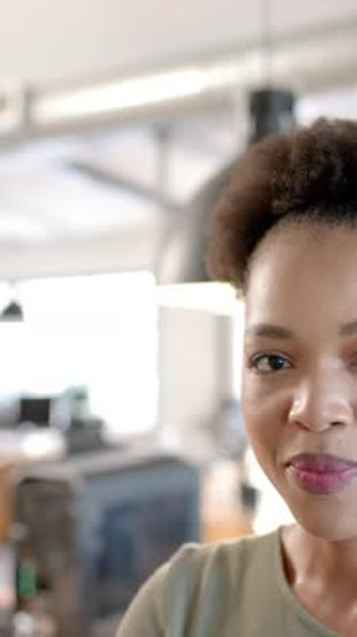 Woman Smiling Close Up in the Workplace