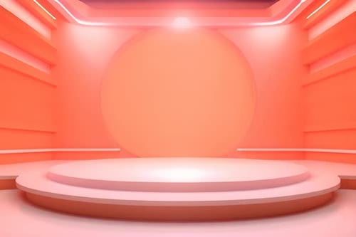 podium Futuristic showcase with platform for product displaying. Empty modern stage display